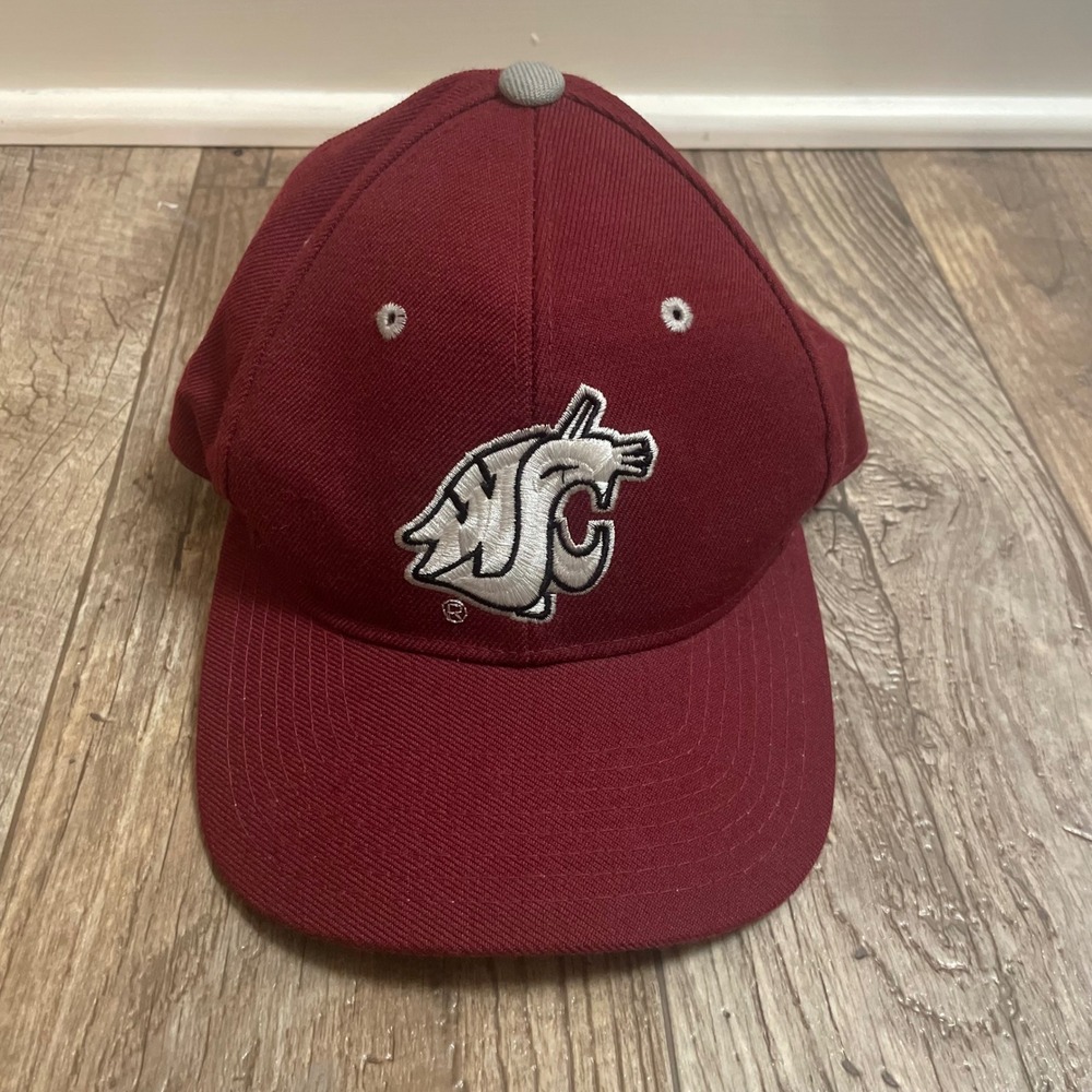 Washington State Cougars WSU‎ Baseball Cap Hat Maroon "Wazzu" Logo Size 6 7/8 DH